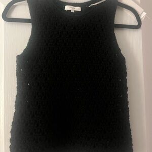 Vince Black sleeveless crochet open knit sweater NWT XS